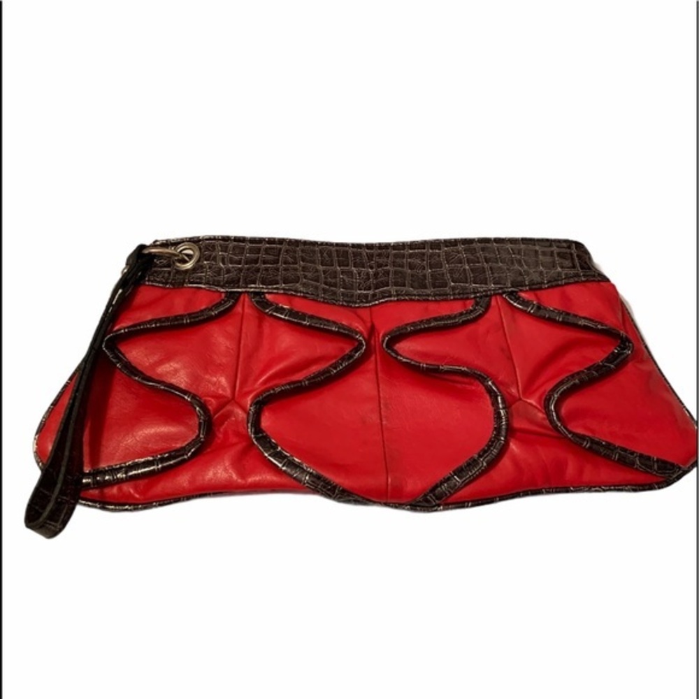 Red and Brown Wristlet Purse